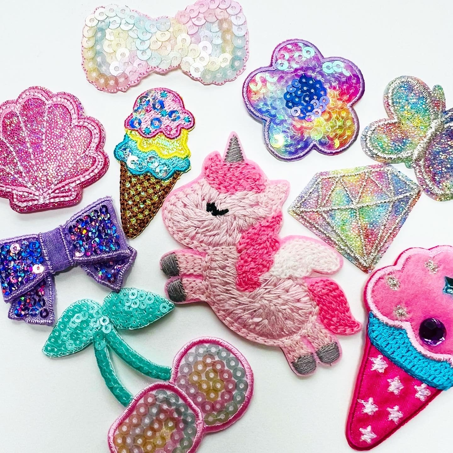 ユニコーン柄オーダーワッペン ゆめかわユニコーンのアイロンワッペン*アップリケ